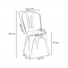 Pigalle sæt med kvadratisk træ bord 80x80cm og 4 stole i stål industriel 