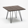 Pigalle sæt med kvadratisk træ bord 80x80cm og 4 stole i stål industriel 