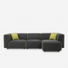 Jantra 3 personers modulær grå sofa chaiselong hjørnesofa stofbetræk