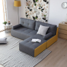Luda 3 personers modulær grå sofa med chaiselong puf i stofbetræk På Tilbud