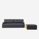 Luda 3 personers modulær grå sofa med chaiselong puf i stofbetræk Udsalg