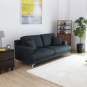 Yana 3 personers lille grå sofa i stofbetræk skandinaviske møbler stil På Tilbud