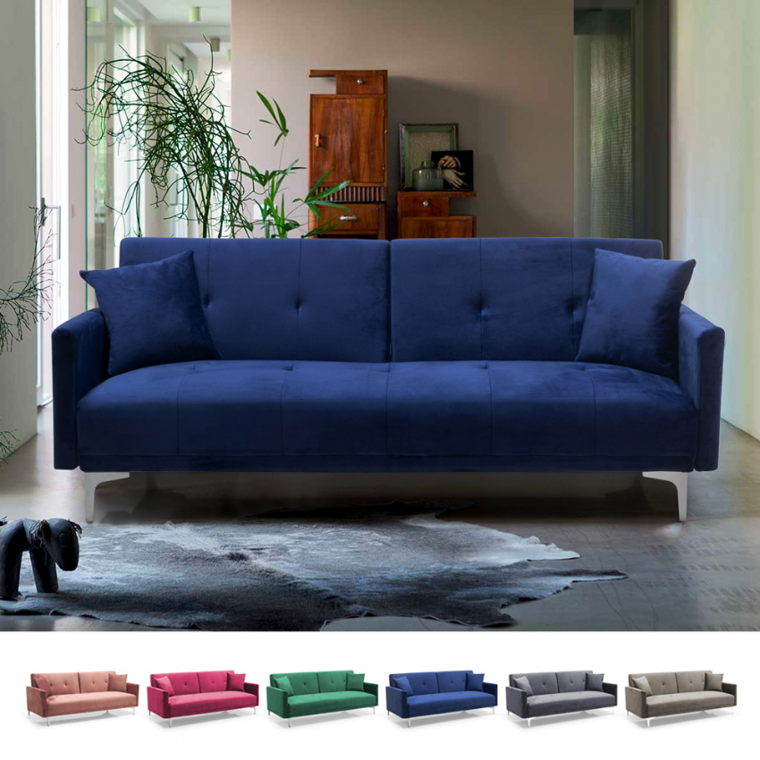 se Nebu Bevidst Villolus moderne 3 personers sovesofa velour stof sofa i mange farver