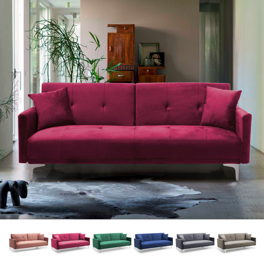 Villolus moderne 3 personers sovesofa velour stof sofa i mange farver Rabatter