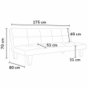 Onice 3 personers sofa futon sovesofa microfiber til stue gæsteværelse 