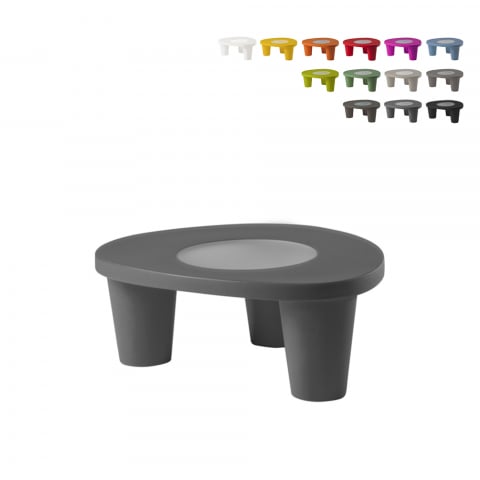 Low Lita Table Slide rundt lille glas sofabord i polyethylen mange farver