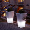 Y-Pot Slide firkantet lysende stor vase potte med led lys i polyethylen Tilbud