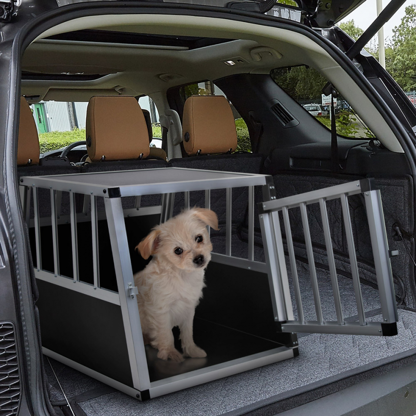 M hundebur til bil hund transportkasse 54x69x50 cm aluminium