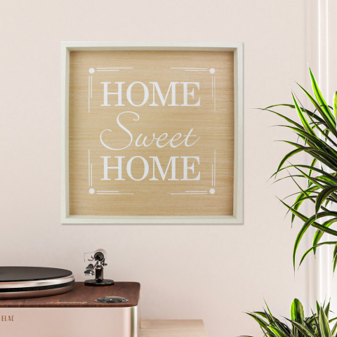 Home indrammet 40x40 cm tryk på træ billede med citat om livet motiv