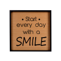 Smile indrammet 40x40 cm tryk på træ billede med citat om livet motiv På Tilbud