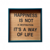Happiness indrammet 40x40 cm tryk på træ billede med citat om livet motiv På Tilbud