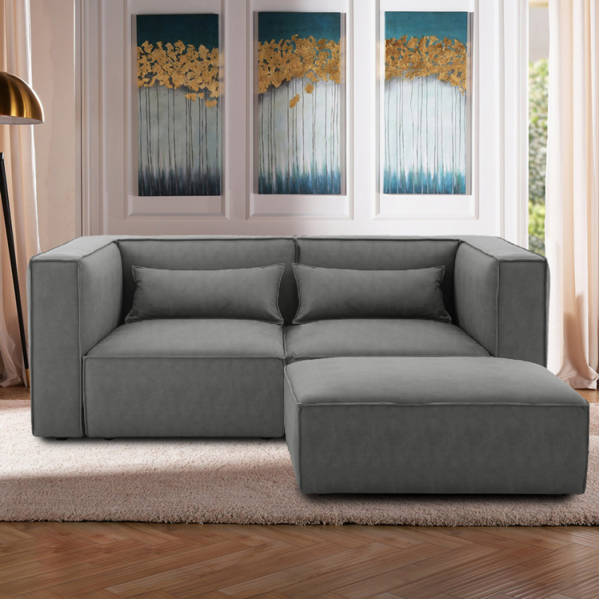 2 modulopbygget sofa stofbetræk puf 3