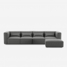 Solv 4 personers modulopbygget sofa chaiselong stofbetræk med puf 5 dele Tilbud