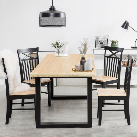 Rajasthan 160 rektangulær spisebord træ metal 160x80cm industriel stil