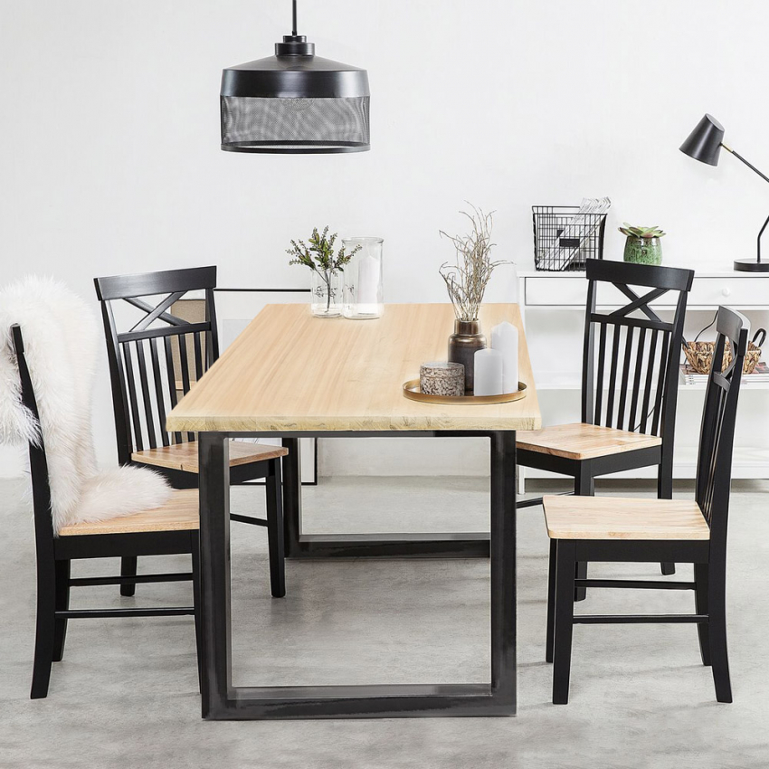 Rajasthan 160 rektangulær spisebord træ metal 160x80cm industriel stil Mængderabat