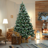 Oulu kunstigt plastik juletræ 240 cm højt dekoreret med hvid julepynt På Tilbud