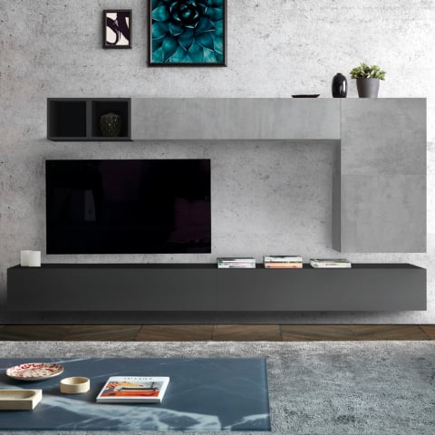 Infinity 95 moderne design grå vægophængte modulær tv bord skabs system
