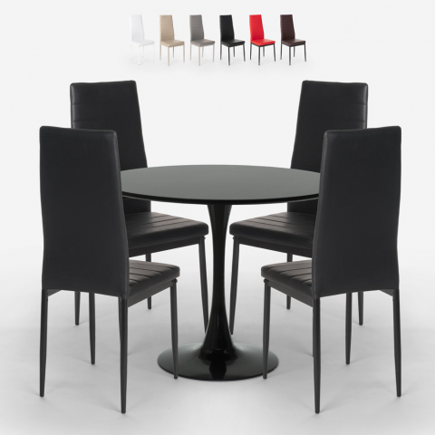 vogue black rundt 80 cm bord sæt: 4 imperial stole og 1 Tulipan spisebord Kampagne