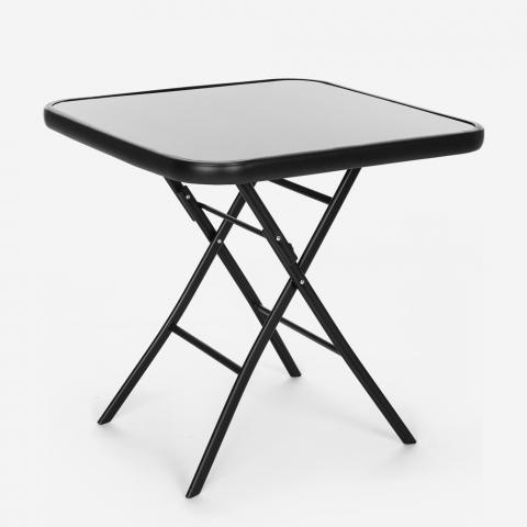 Margarita sammenklappeligt kvadratisk bord 60cm havebord af glas og stål Kampagne