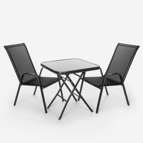 Tuica havemøbler sæt med 2 textilen stole og 1 sammenklappelig café bord Kampagne