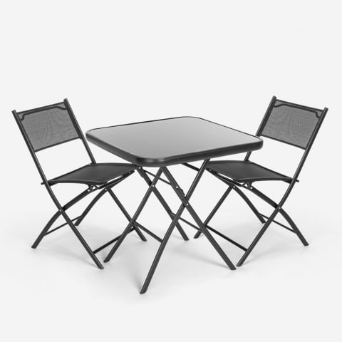 Soda udendørs sammenklappelig bordsæt med 2 stole og kvadratisk bord 60cm Kampagne