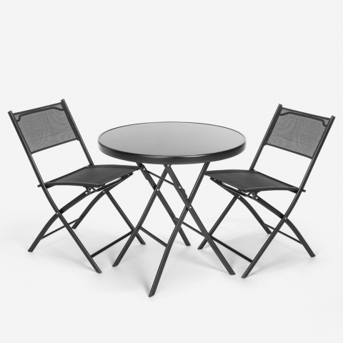 Bitter udendørs sammenklappelig bordsæt med 2 stole og rundt bord 60cm