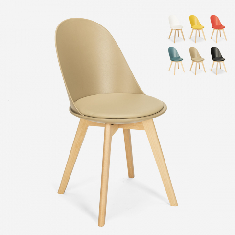 Bib Nordica nordisk design spisebords stol plast imiteret læder træben