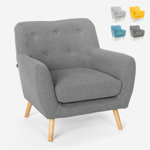 Modesto lille lænestol i nordisk stil design med træben og stofbetræk Kampagne