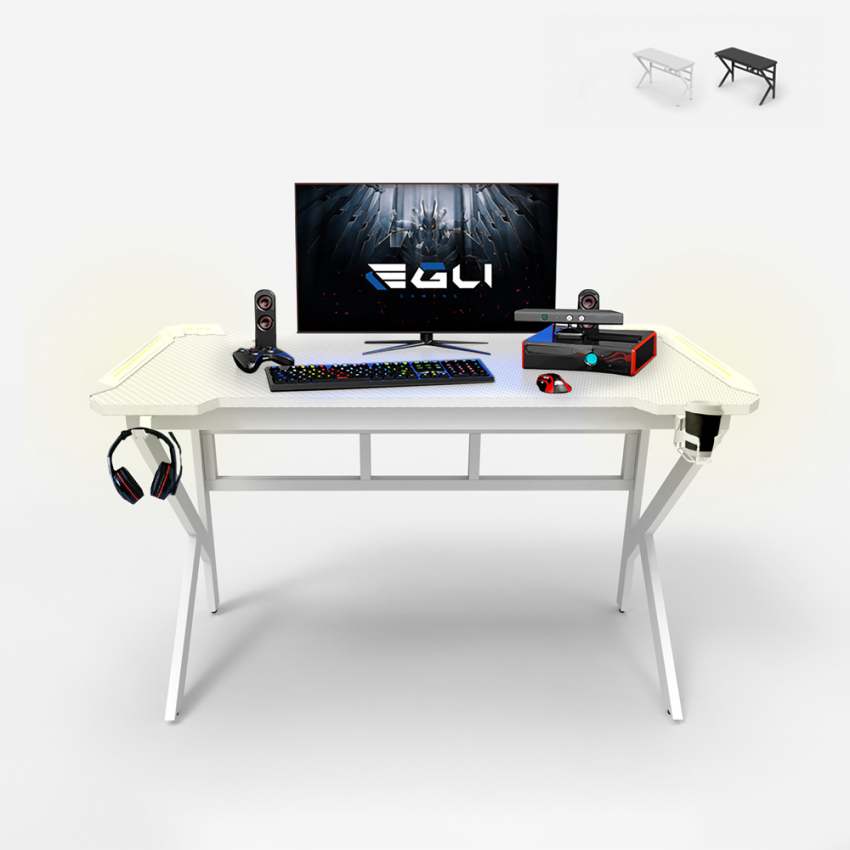 Egli Sportbot LED 120 lille træ gamer skrivebord til gaming med RGB lys Mål