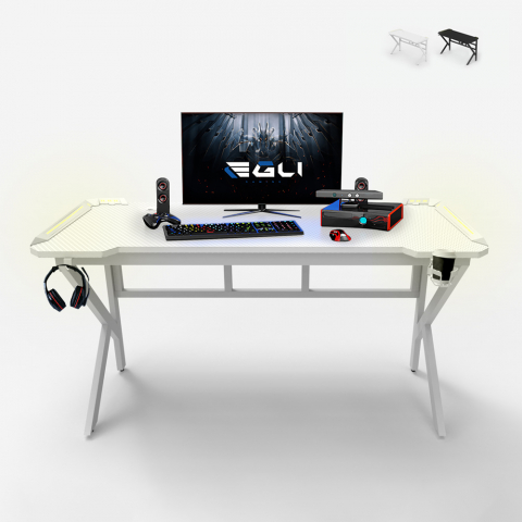 Egli Sportbot LED 160 lille træ gamer skrivebord til gaming med RGB lys Kampagne