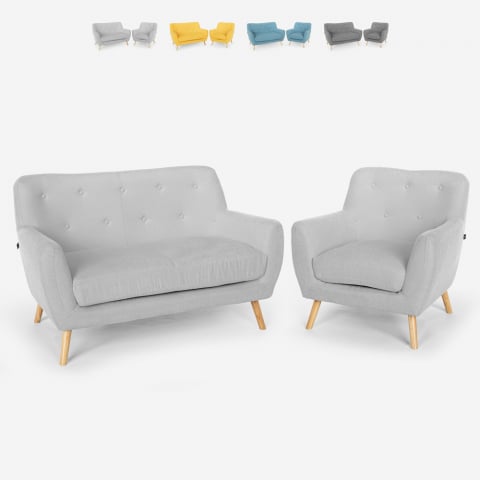 Algot sæt med 2 personers lille sofa og lænestol i nordisk still stof Kampagne