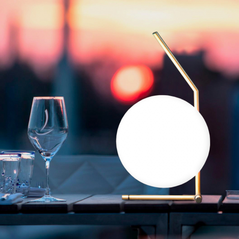 Bella gylden design led lys lampe metal og glas bordlampe med afbryder Kampagne