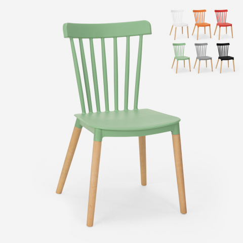 Lys AHD stol spisebord designstol polypropylen flere farver med træben