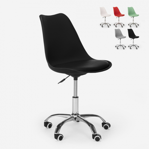 Octony design kontorstol ergonomisk imiteret læder hjul til skrivebord