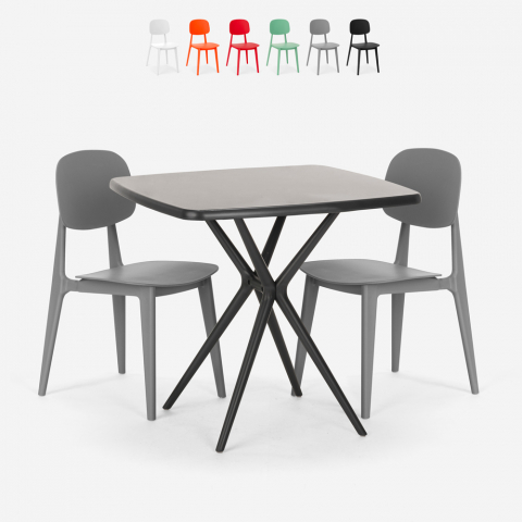 Wade Black bordsæt loungesæt med 70x70cm sort bord og 2 udendørs stole Kampagne