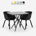 Navan Black bordsæt loungesæt med 70x70cm sort bord og 2 udendørs stole Kampagne