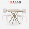 Moderne firkantet beige bordsæt 70x70cm 2 designstole Wade Mængderabat