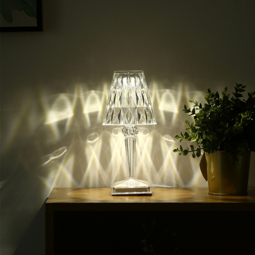 bordlampen led lampe gennemsigtig krystal design