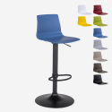 Imola Matt Black højdejusterbar barstol med ryglæn plast mange farver Udvalg