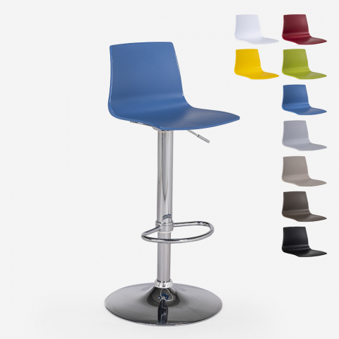 Imola Matt højdejusterbar barstol med Ryglæn plast i mange farver