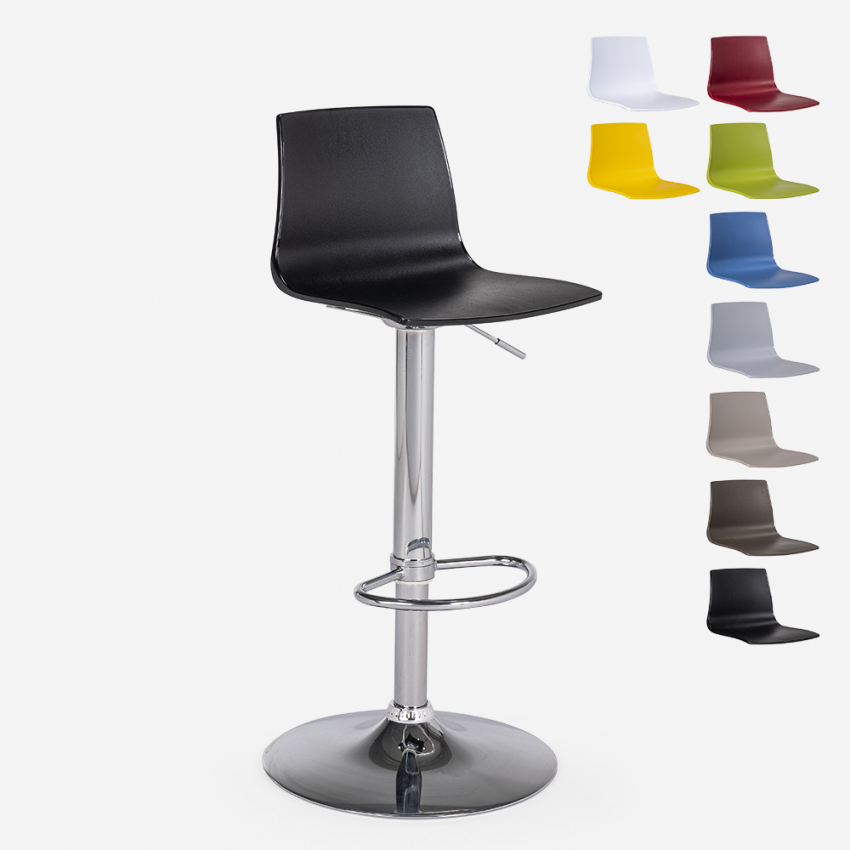 Imola Matt højdejusterbar barstol med Ryglæn plast i mange farver 