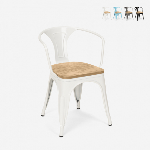 Steel Wood Arm Light stål spisebords stol industriel design træ sæde Kampagne