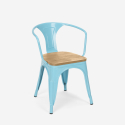 Steel Wood Arm Light stål spisebords stol industriel design træ sæde 