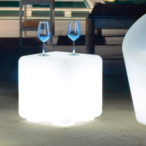 Cubo Bò LED lys lampe sofabord puf skammel kubisk 43x43 cm plastik Kampagne