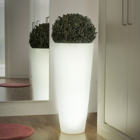 Hydra høj Ø 39x85 cm rund vase plast krukke potte med indbygget lys Kampagne