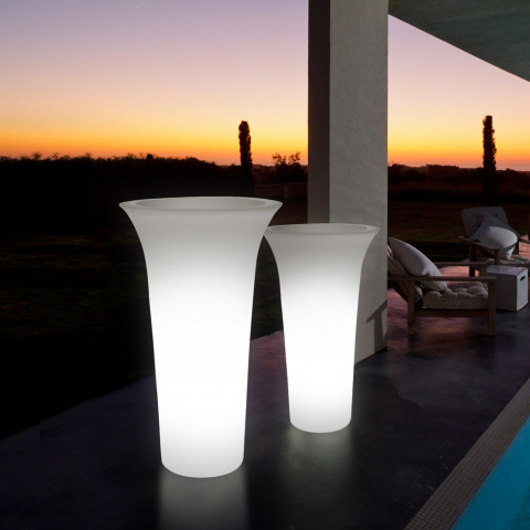 Flos høj rund vase plast krukke potte med indbygget lys