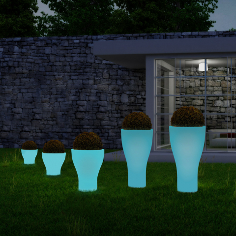 Domus Fluo høj rund vase plast krukke potte med fluorescerende lys