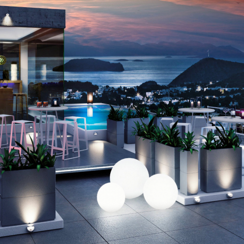 LED design kuglelampe Ø 30cm til udendørs havebar restaurant Sirio