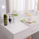 Gaia sminkebord makeup bord med 1 skuffe spejl 12 LED Lys og skammel Rabatter