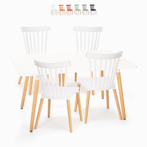 Hvidt spisebordssæt 120x80cm 4 stole design køkken restaurant Bounty Kampagne